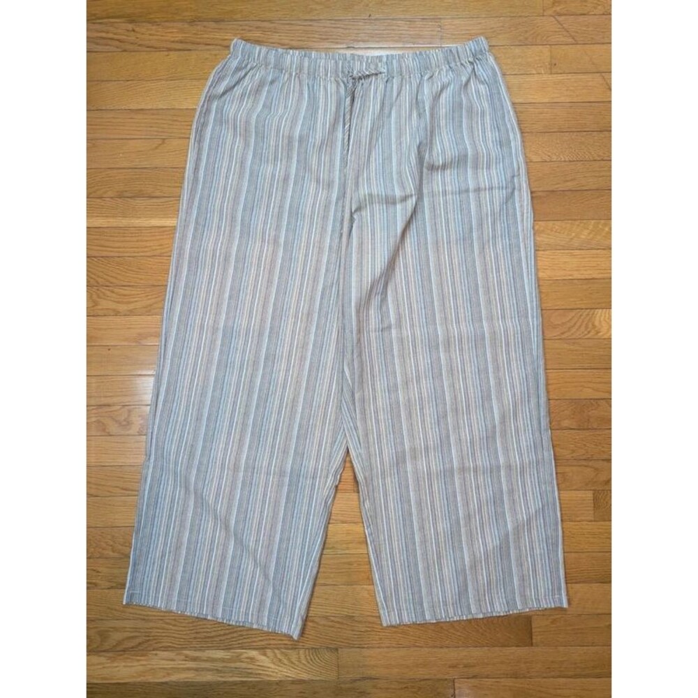 Cotton Blend Boho Wide Leg Pants in Dusky Stripes Size 4XL